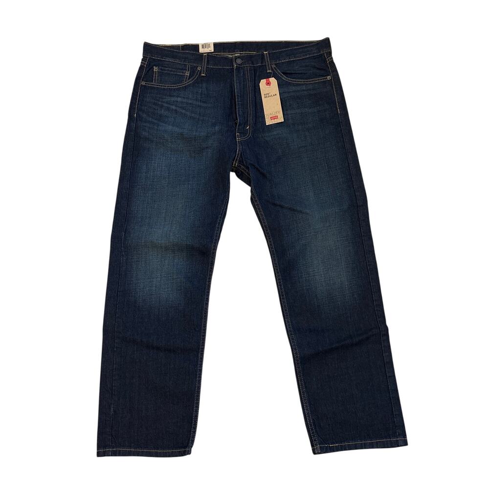 Levis 505 Jeans Mens 40x30 Blue Regular Fit Straight Leg Dark Wash 100% Cotton